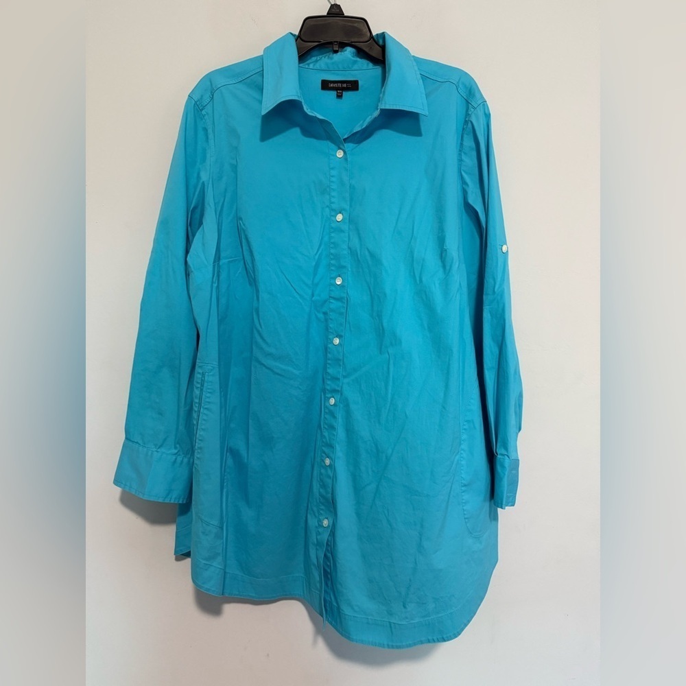 LAFAYETTE 148 Shirt Men Long Sleeve Button Up Collared Blue Size 18w